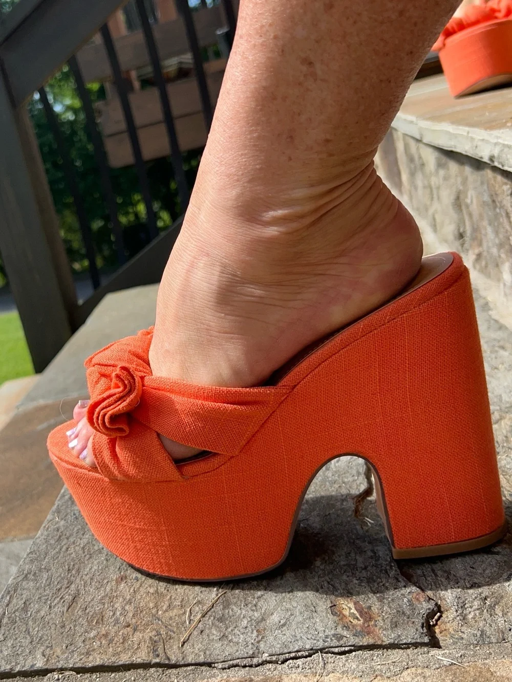 Fashion Nova Orange Knotted Platform Mules - Picture 7 of 7